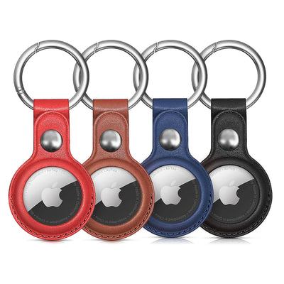 Husa Apple AirTag piele sintetica - Negru, Maro, Rosu, Albastru - 4 Pieces