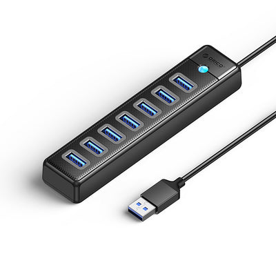 Cablu Orico Pw7u-u3 Hub 7x Usb-a 3.0 + Usb-c 5V/3A 1m - Negru