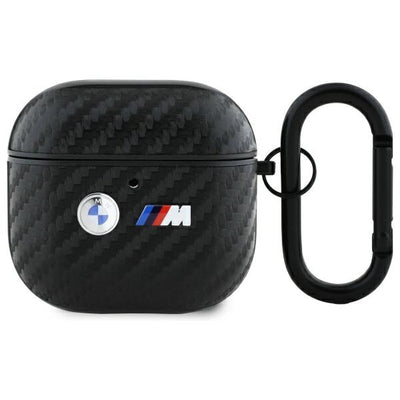Husa BMW Carbon Double Metal Logo pentru AirPods 4 - Negru