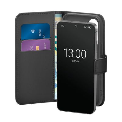 Husa Puro Booklet cu Flip And Wallet pentru Samsung Galaxy S25 - Negru