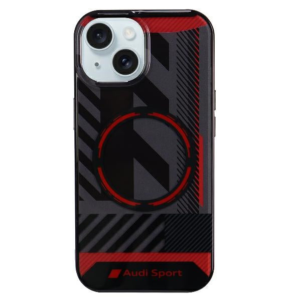 Husa Audi IML Sport Magsafe iPhone 15 / 14 / 13 6.1" Negru/Negru Hardcase Au-imlmip15-rsq/D2-bk