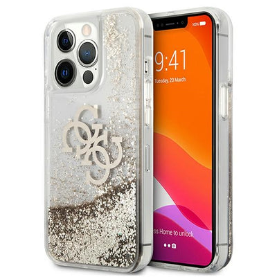 Husa Guess 4G Big Liquid Glitter pentru iPhone 13 Pro Max 6.7" - Auriu