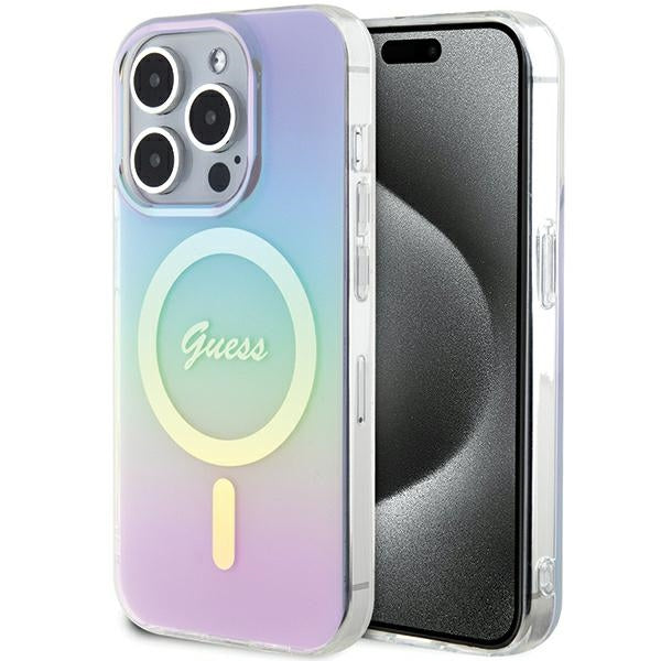 Husa Guess iPhone 15 Pro 6.1" Mov/Mov Hardcase IML Iridescent Magsafe