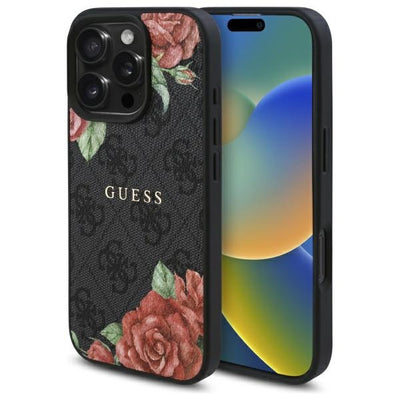 Husa Guess Guhmp16lp4ropemck iPhone 16 Pro 6.3" Negru/Negru Hardcase 4G Flowers Print Magsafe