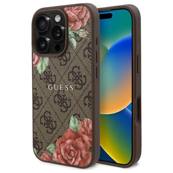 Husa Guess Guhmp16lp4ropemcw iPhone 16 Pro 6.3" Maro/Maro Hardcase 4G Flowers Print Magsafe