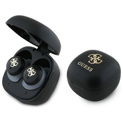 Casti Guess Bluetooth TWS + Docking Station Negru/Negru Iridescent 4G Printed Logo