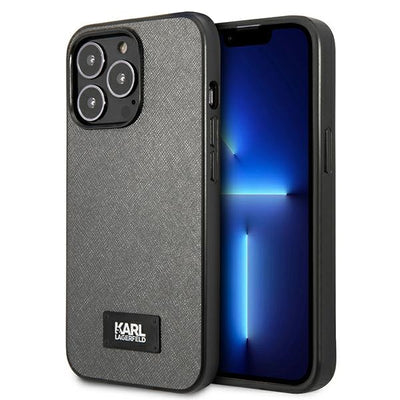 Husa Karl Lagerfeld Saffiano Plaque pentru iPhone 13 Pro / 13 6.1" - Argintiu
