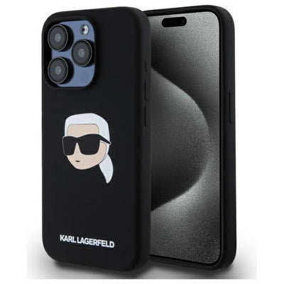 Husa Karl Lagerfeld iPhone 15 Pro 6.1" Negru/Negru Hardcase Silicone Karl Head Print Magsafe
