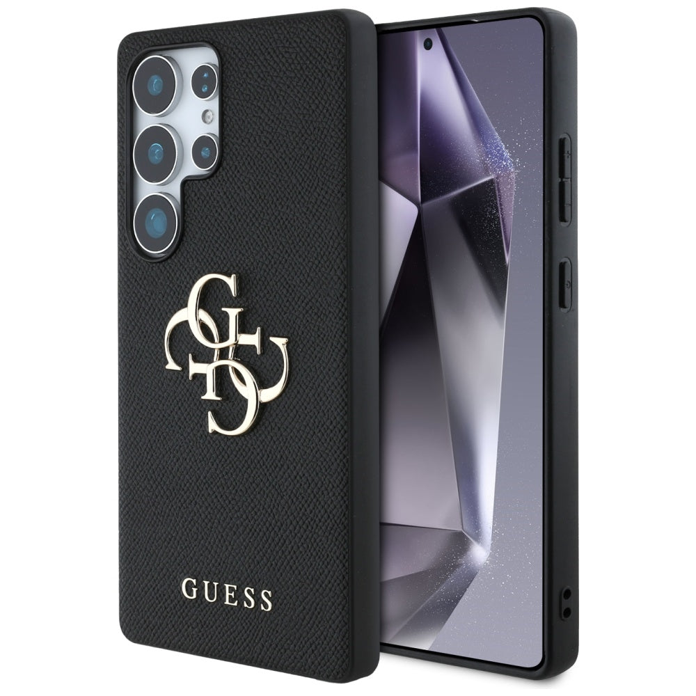 Husa Guess Grained Big 4G Logo Small Classic Logo pentru Samsung Galaxy S25 Ultra Negru
