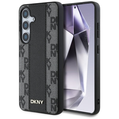 Husa Dkny Leather Checkered Pattern Magsafe pentru Samsung Galaxy S25 Negru