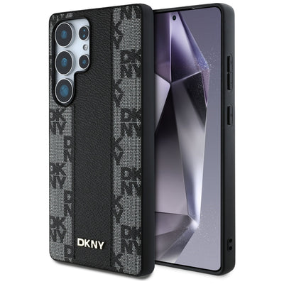 Husa Dkny Leather Checkered Pattern Magsafe pentru Samsung Galaxy S25 Ultra Negru