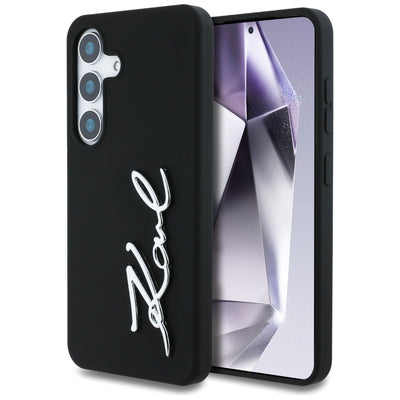 Husa Karl Lagerfeld Silicone Metal Signature Logo Samsung Galaxy S25 Negru