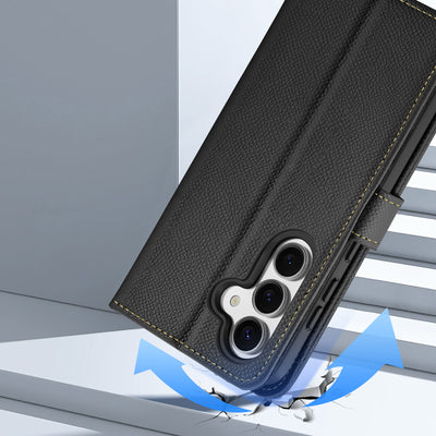 Husa Dux Ducis Lawa Leather pentru Samsung Galaxy S25+ cu Detachable Magnetic Wallet - Negru
