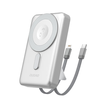 Husa Dudao K29 10000mAh PD 20W Magsafe Acumulator extern cu Metal, Stand And Built-in Usb-c/ Lightning Cablu - Argintiu