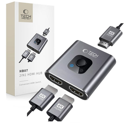Adaptor Tech-protect Hb07 HUB 2in1 Hdmi 4K 60HZ - Gri