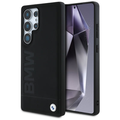Husa BMW Leather Big Wordmark pentru Samsung Galaxy S25 Ultra - Negru