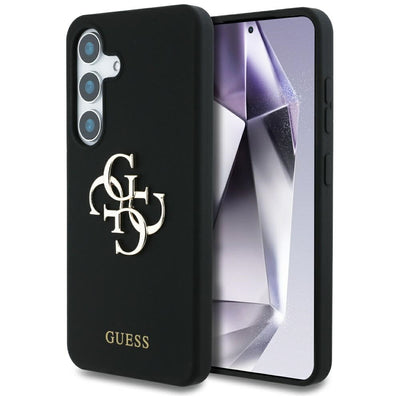 Husa Guess Silicone Big 4G Logo Bottom Script pentru Samsung Galaxy S25 - Negru