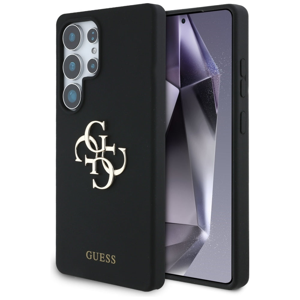 Husa Guess Silicone Big 4G Logo Bottom Script pentru Samsung Galaxy S25 Ultra - Negru