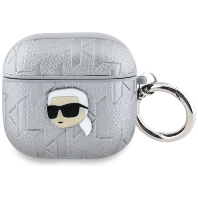 Husa Karl Lagerfeld Monogram Karl Head pentru AirPods 4 - Argintiu