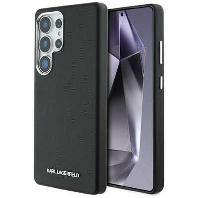 Husa Karl Lagerfeld Saffiano Full Wrapped Elongated Metal Logo Magsafe pentru Samsung Galaxy S25 Ultra - Negru