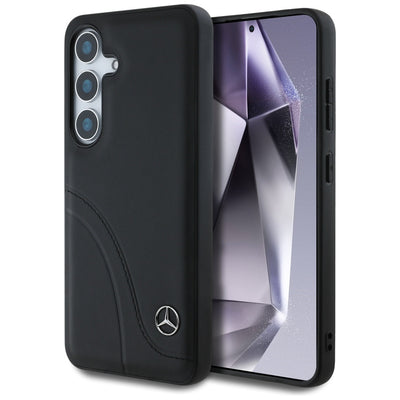 Husa Mercedes Leather Curved Stitches pentru Samsung Galaxy S25 - Negru