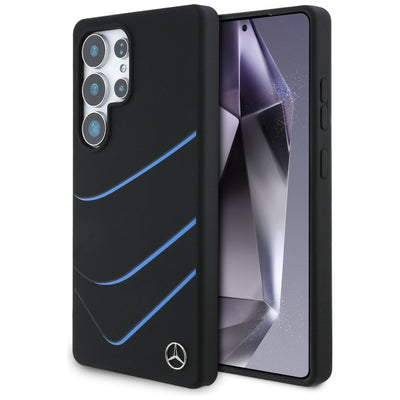 Husa Mercedes Silicone Contrasted Curves Magsafe pentru Samsung Galaxy S25 Ultra - Negru