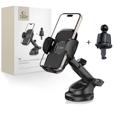 Suport auto Tech-protect V3 pentru Dashboard, Windshield Or Air Vent Mount - Negru