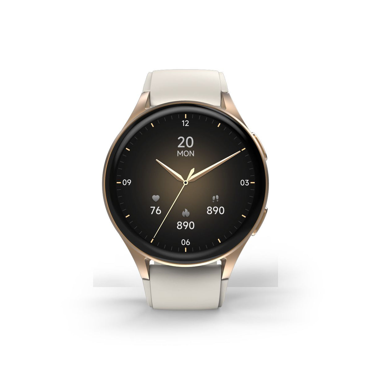 Curea Hama 8900 GPS Amoled Smartwatch 1.32" cu Bej Silicone - Auriu
