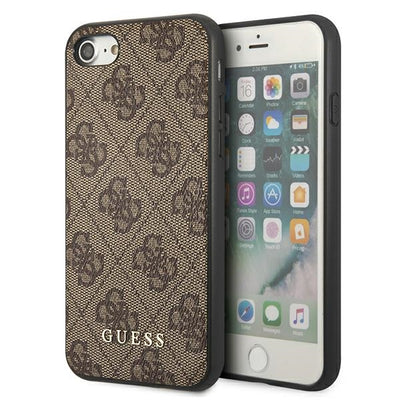 Husa Guess 4G Metal Auriu Logo pentru iPhone SE 2022 / 2020 / 7 / 8 - Maro