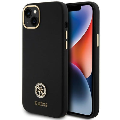 Husa Guess Silicone Logo Strass 4G pentru iPhone 15 Plus / 14 Plus 6.7" - Negru