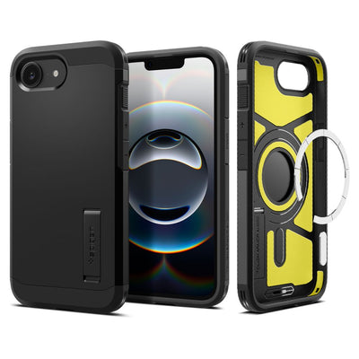 Husa Spigen Tough Armor cu Magsafe pentru iPhone 16e / 17e cu Stand - Negru