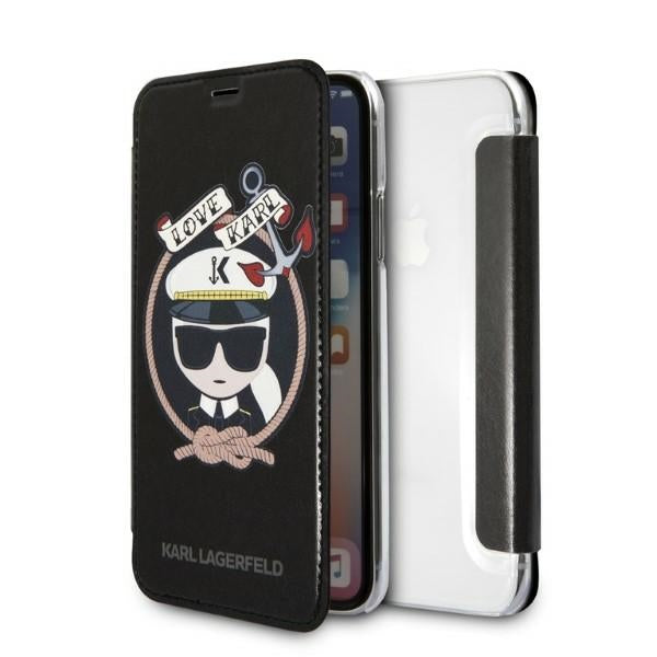 Husa Karl Lagerfeld Signature Glitter iPhone X/Xs - Negru