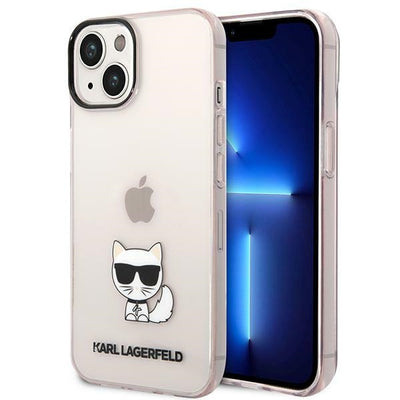 Husa Karl Lagerfeld Transparent Choupette Body pentru iPhone 14 Plus / 15 Plus 6.7" - Roz