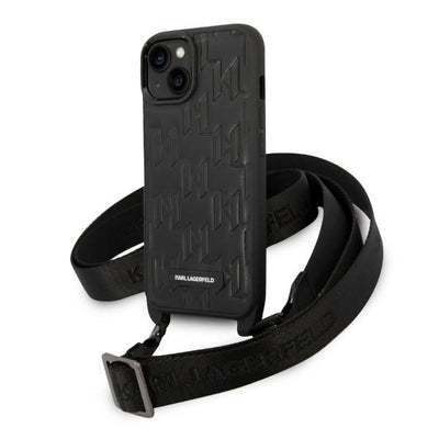 Husa Karl Lagerfeld Monogram Plaque Logo Curea pentru iPhone 14 / 15 / 13 6.1" - Negru