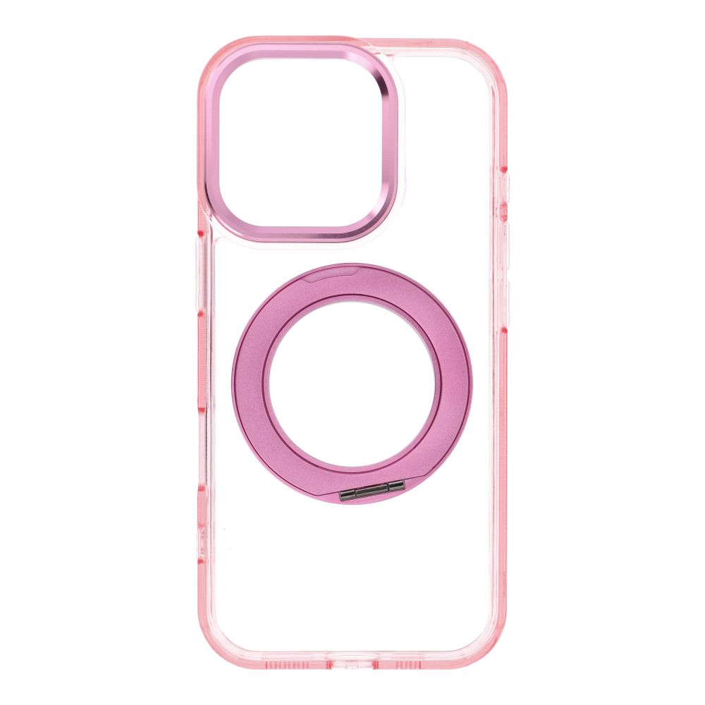 Husa pentru iPhone 16 PRO Frame Circle Stand Compatible cu Magsafe Roz