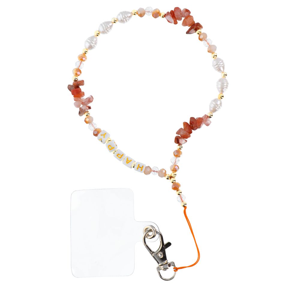 Husa Happy Phone Lanyard, Phone Pendant / Cord Length 44cm (22cm In The Loop) / On Hand - Portocaliu