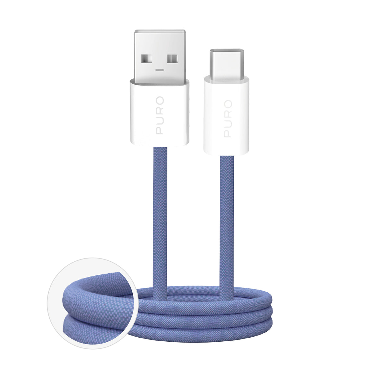 Cablu Puro Fabrik 2.0 10W Usb-a - Usb-c Braided 1.5m - Albastru