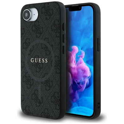 Husa Guess PU Leather 4G Colored Ring cu Magsafe pentru iPhone 16e - Negru