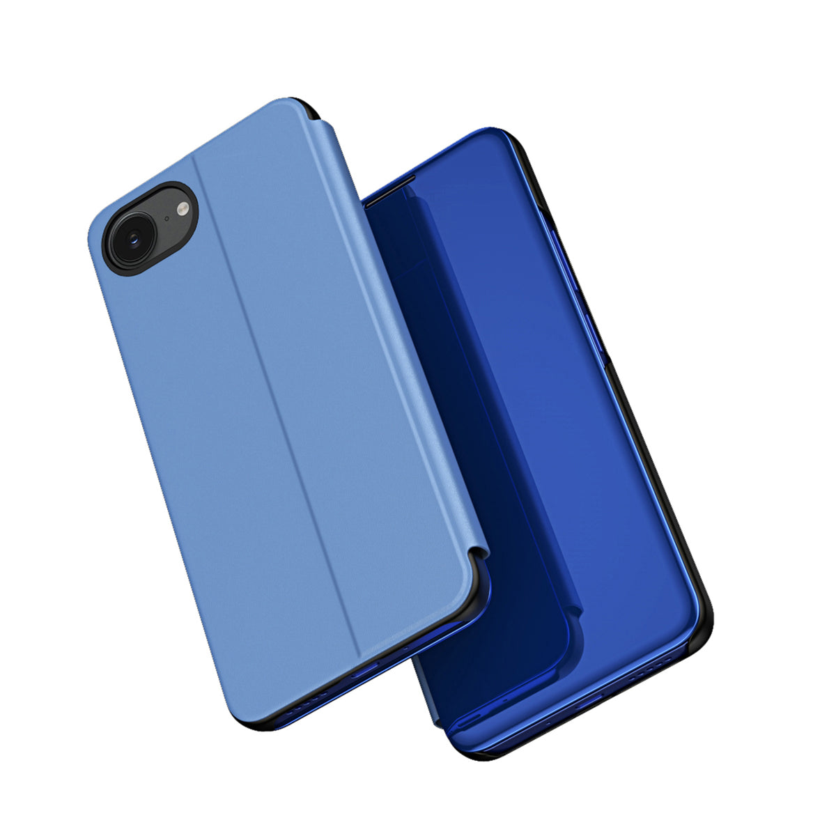 Husa Transparent View pentru iPhone 16e / 17e Flip Cover - Albastru