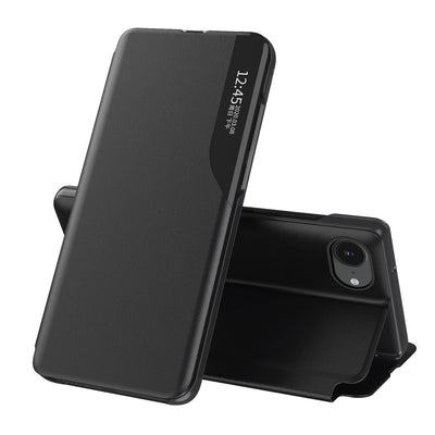 Husa Eco Leather View, An Elegant cu A Flap And Stand pentru iPhone 16e / 17e - Negru