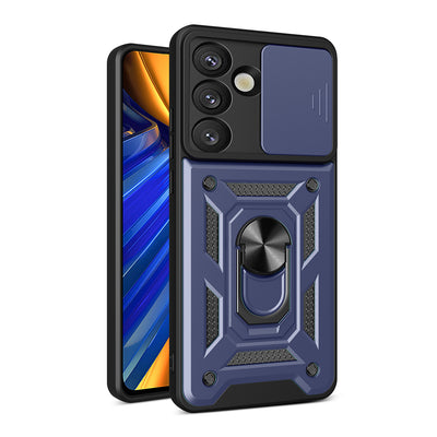 Suport auto Hybrid Armor Camshield cu Stand And Camera Cover pentru Samsung Galaxy S25 Edge - Albastru