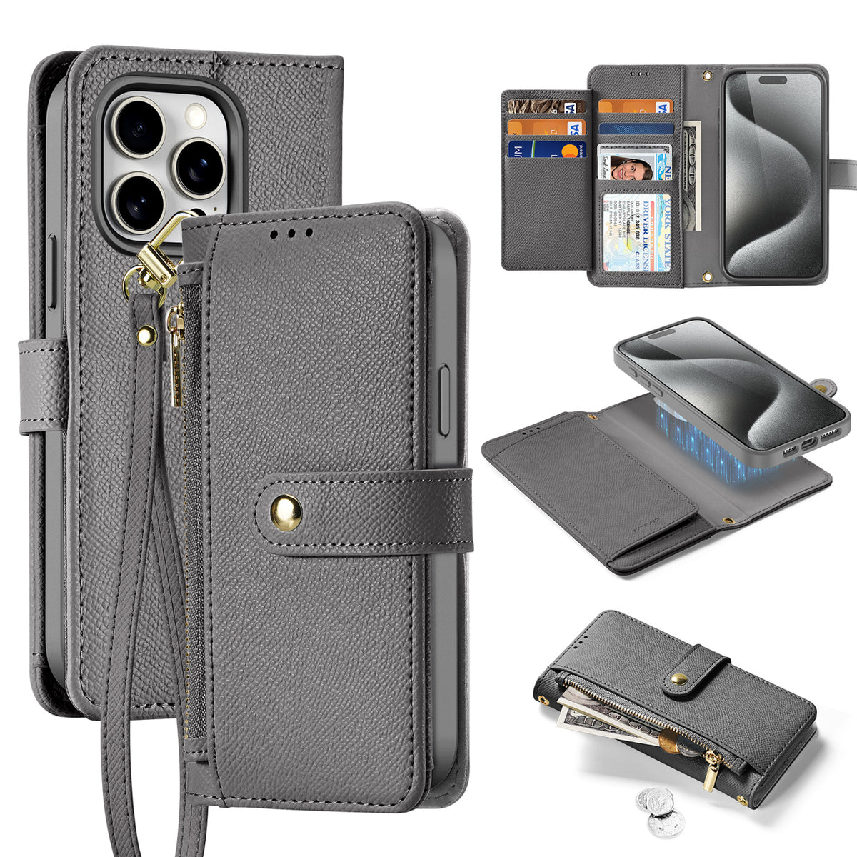 Husa Dux Ducis Lawa Leather pentru iPhone 15 Pro - Gri