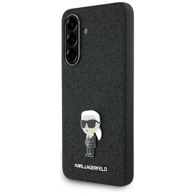 Husa Karl Lagerfeld Fixed Glitter Ikonik Logo Metal Pin pentru Samsung Galaxy A56 - Negru