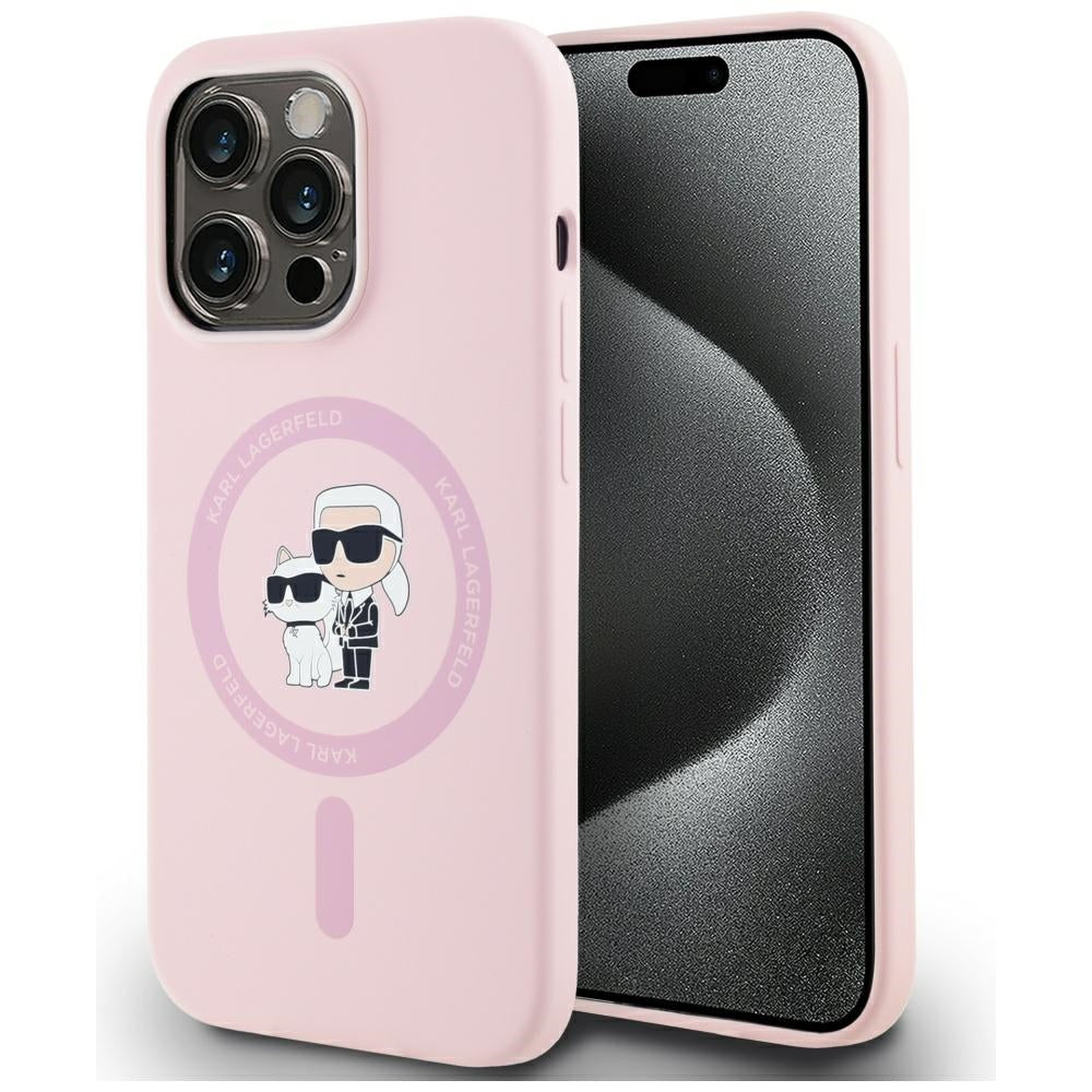 Husa Karl Lagerfeld Silicone Karl&Choupette Magsafe pentru iPhone 14 Pro Max - Roz