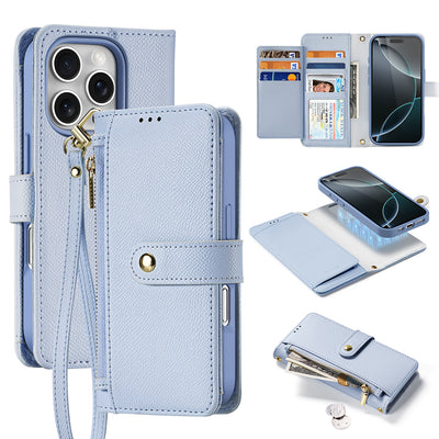 Husa Dux Ducis Lawa Leather pentru iPhone 16 Pro Max cu Detachable Magnetic Wallet - Albastru