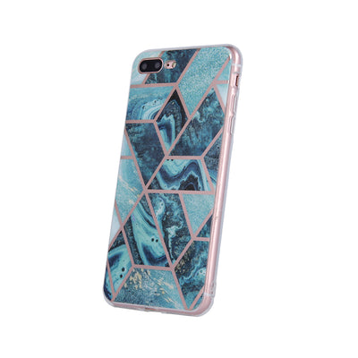 Husa Geometric Marmur pentru Huawei Y5p Albastru inchis