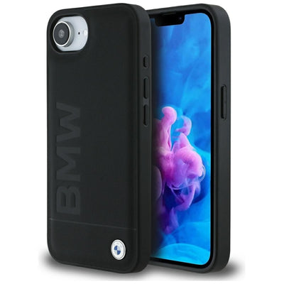 Husa BMW Leather Hot Stamp iPhone 16e - Negru