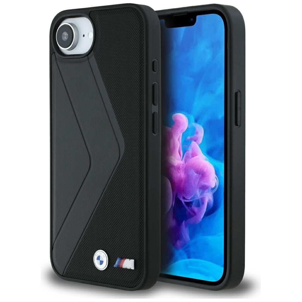 Husa BMW Oversized Stripes Magsafe pentru iPhone 16e - Negru