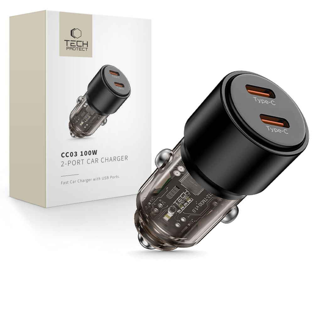 Incarcator auto Cc03 2-port Pd100w - Negru