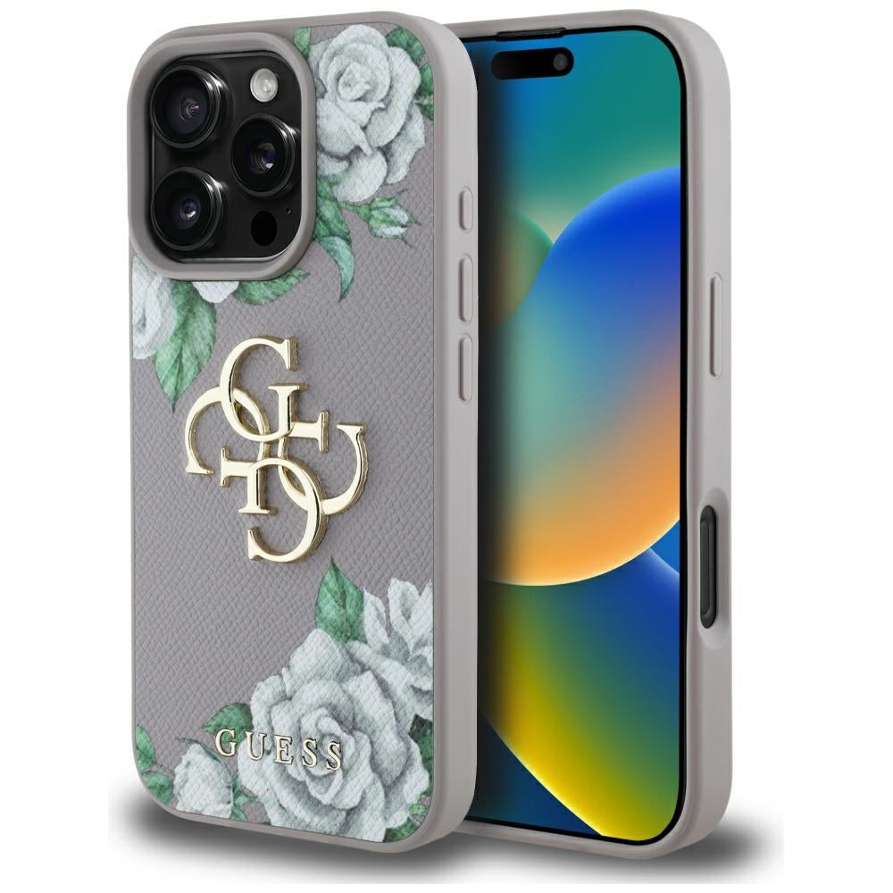 Husa Guess Grained Roses Big 4G Logo iPhone 16 Pro - Mov